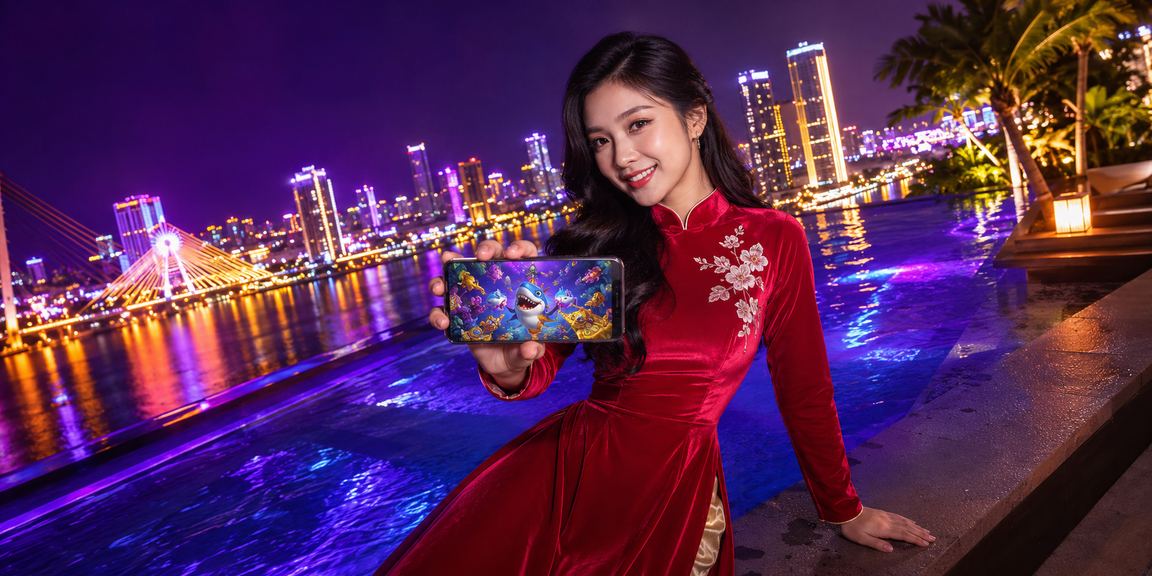 Người dùng trải nghiệm trò chơi bắn cá tại Đà Nẵng với không khí áo dài truyền thống