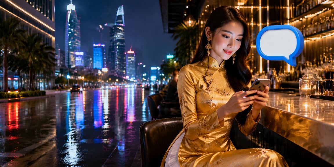 Người dùng TP.HCM trong trang phục áo dài trải nghiệm casino di động tại nhà