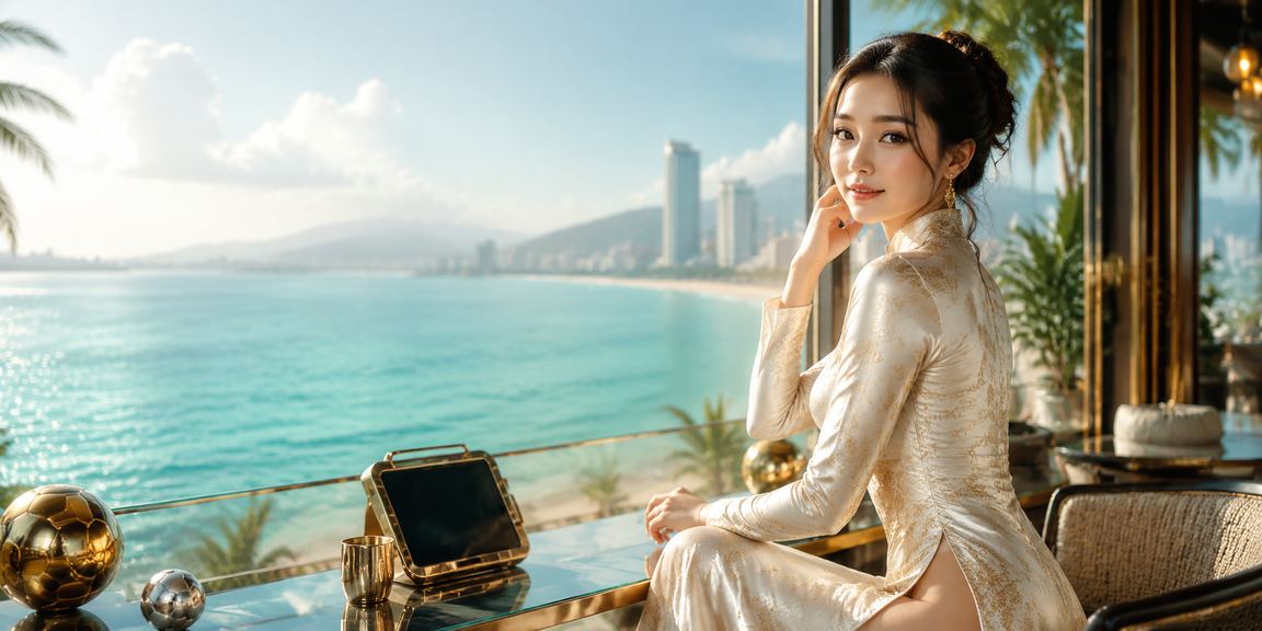 Người phụ nữ mặc áo dài xem cá cược thể thao tại Nha Trang